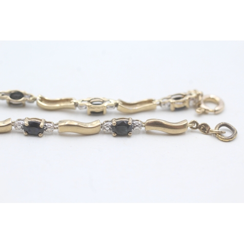 65 - 9ct gold diamond and sapphire bracelet (4.7g)