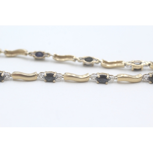 65 - 9ct gold diamond and sapphire bracelet (4.7g)