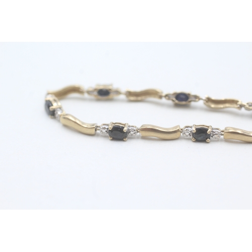 65 - 9ct gold diamond and sapphire bracelet (4.7g)