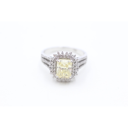 68 - 18ct gold diamond and yellow cubic zirconia ring (5.2g) Size N 1/2