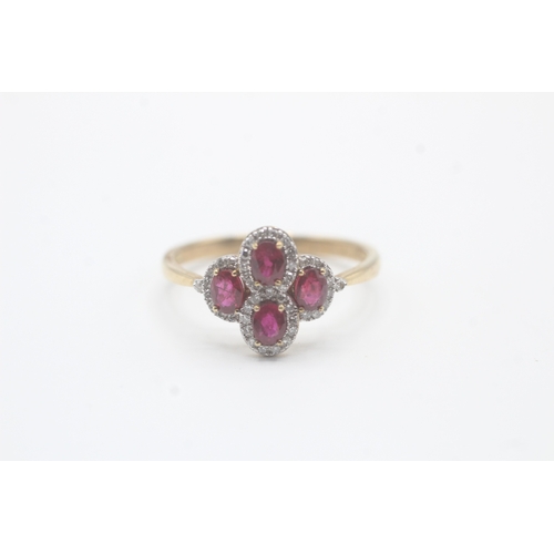 7 - 9ct gold ruby & diamond dress ring (2.4g) Size S 1/2