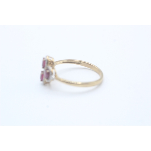 7 - 9ct gold ruby & diamond dress ring (2.4g) Size S 1/2