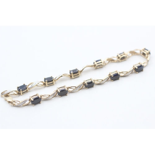 81 - 9ct gold sapphire and diamond bracelet (6.7g)