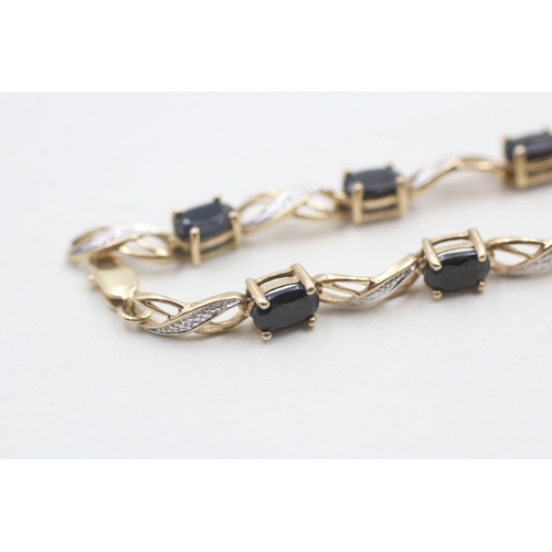 81 - 9ct gold sapphire and diamond bracelet (6.7g)