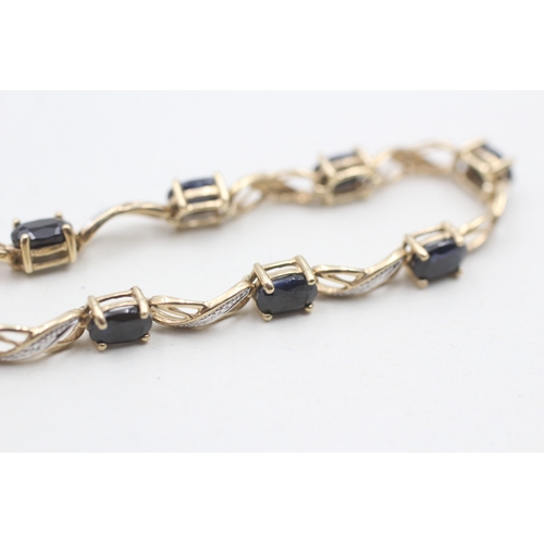 81 - 9ct gold sapphire and diamond bracelet (6.7g)