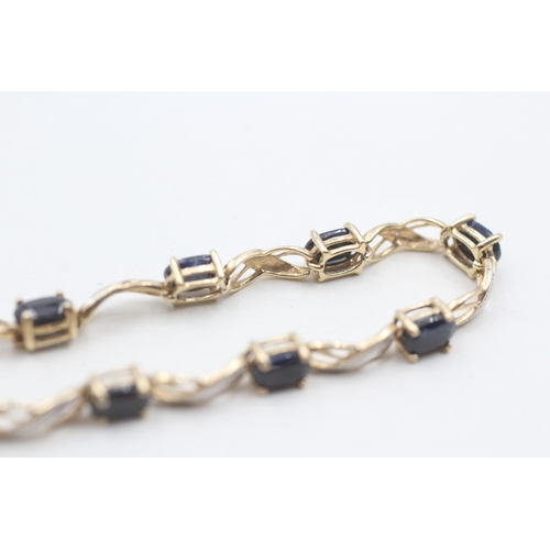 81 - 9ct gold sapphire and diamond bracelet (6.7g)