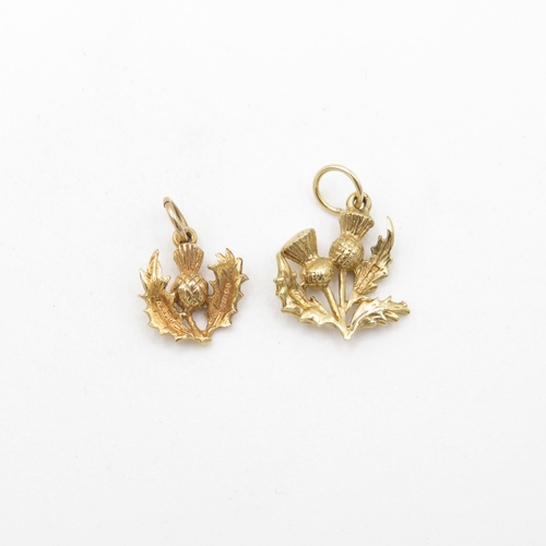 293 - 2 x 9ct Gold thistle charms - 3g