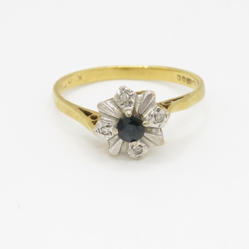 125 - 18ct gold sapphire and diamond ring (2.2g) Size N