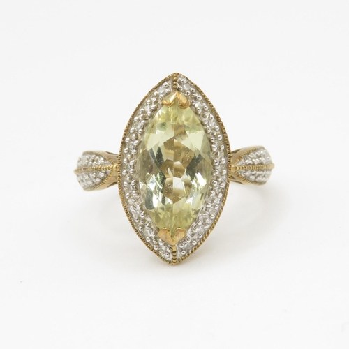 14 - 9ct gold citrine and diamond dress ring (3.8g) Size N