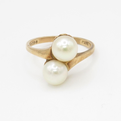 15 - 9ct gold cultured pearl ring (3.6g) Size N