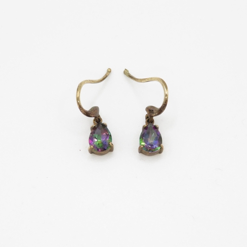 33 - 9ct gold mystic topaz hook earrings (1.3g)