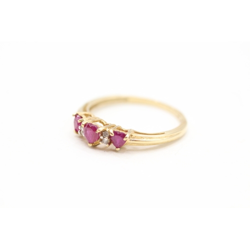 110 - 9ct gold ruby and diamond ring (1.6g) Size O