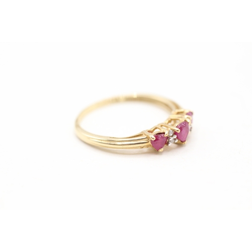 110 - 9ct gold ruby and diamond ring (1.6g) Size O