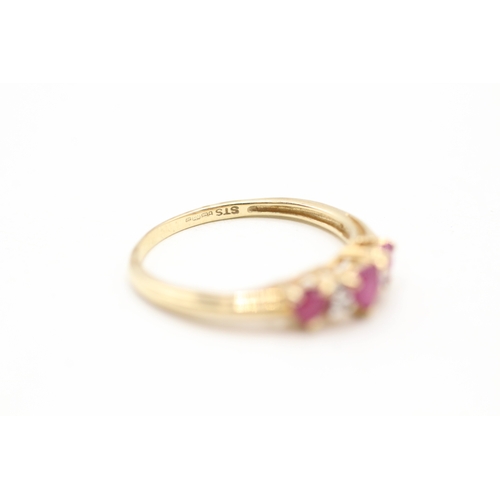 110 - 9ct gold ruby and diamond ring (1.6g) Size O