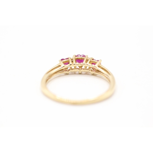 110 - 9ct gold ruby and diamond ring (1.6g) Size O