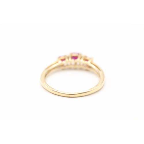 110 - 9ct gold ruby and diamond ring (1.6g) Size O