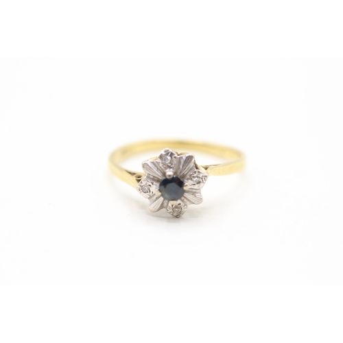 125 - 18ct gold sapphire and diamond ring (2.2g) Size N