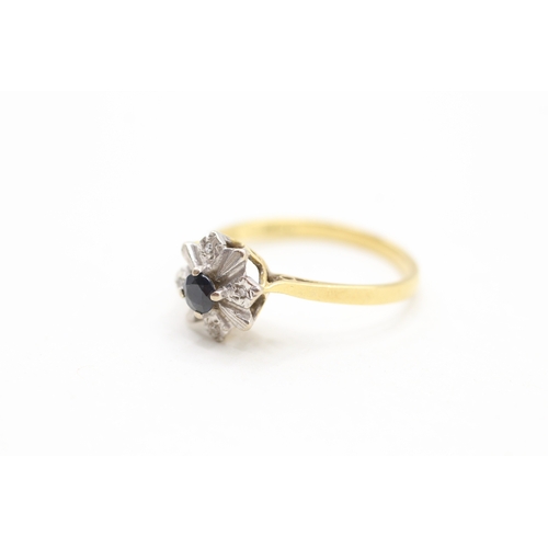 125 - 18ct gold sapphire and diamond ring (2.2g) Size N