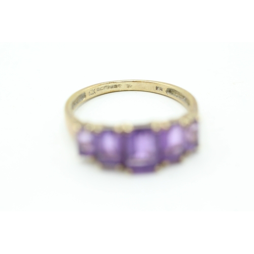 13 - 9ct gold and five stone amethyst ring (2.5g) Size S