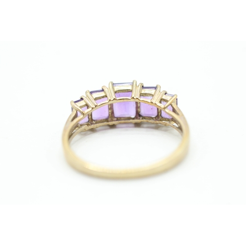 13 - 9ct gold and five stone amethyst ring (2.5g) Size S