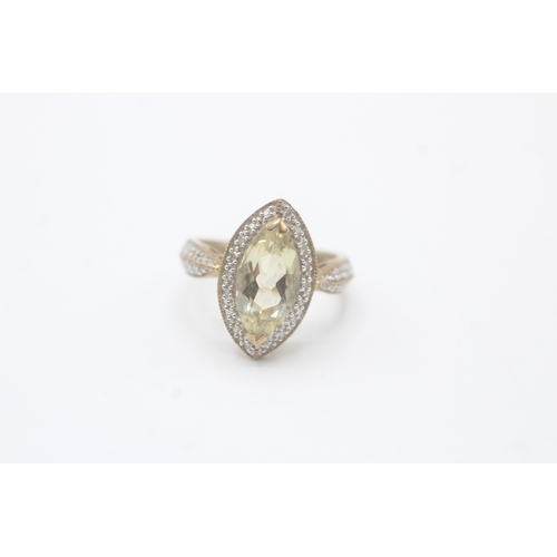 14 - 9ct gold citrine and diamond dress ring (3.8g) Size N