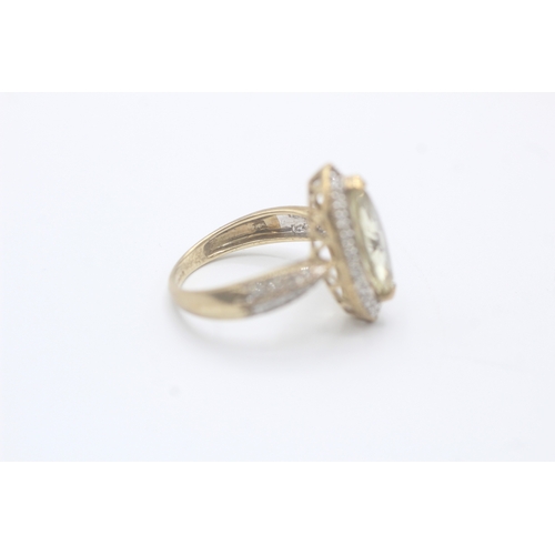 14 - 9ct gold citrine and diamond dress ring (3.8g) Size N