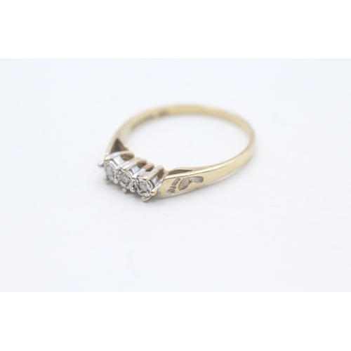 148 - 9ct gold diamond trilogy ring (1.9g) Size P