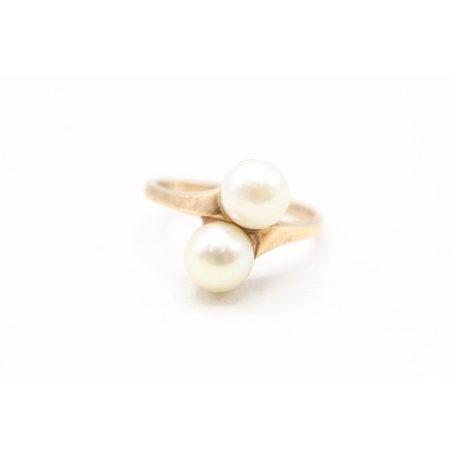 15 - 9ct gold cultured pearl ring (3.6g) Size N