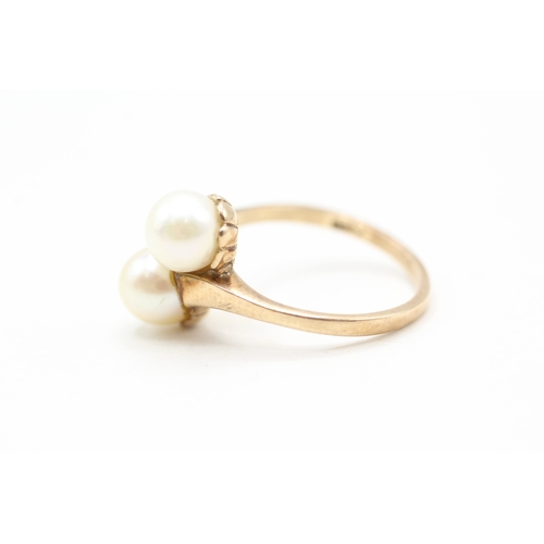 15 - 9ct gold cultured pearl ring (3.6g) Size N