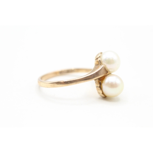 15 - 9ct gold cultured pearl ring (3.6g) Size N