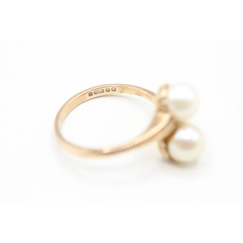 15 - 9ct gold cultured pearl ring (3.6g) Size N