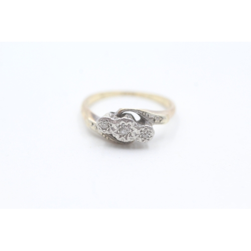 157 - 9ct gold vintage diamond dress ring (2.4g) Size J