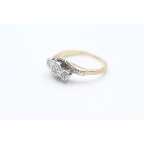 157 - 9ct gold vintage diamond dress ring (2.4g) Size J