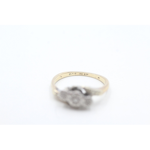 157 - 9ct gold vintage diamond dress ring (2.4g) Size J