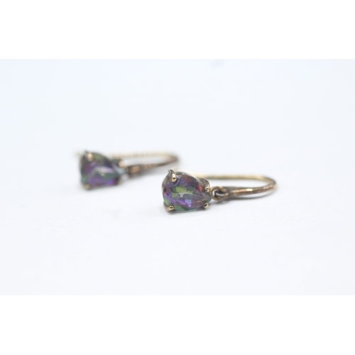 33 - 9ct gold mystic topaz hook earrings (1.3g)