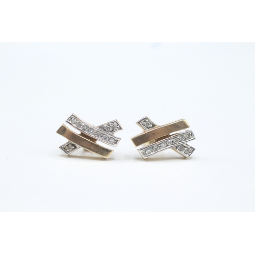 43 - 9ct gold and diamond stud earrings (2.7g)