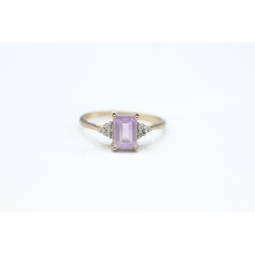 69 - 9ct gold amethyst & diamond dress ring (2g) Size P