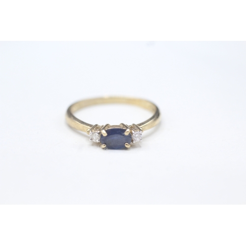 72 - 9ct gold sapphire and diamond ring (1.7g) Size N