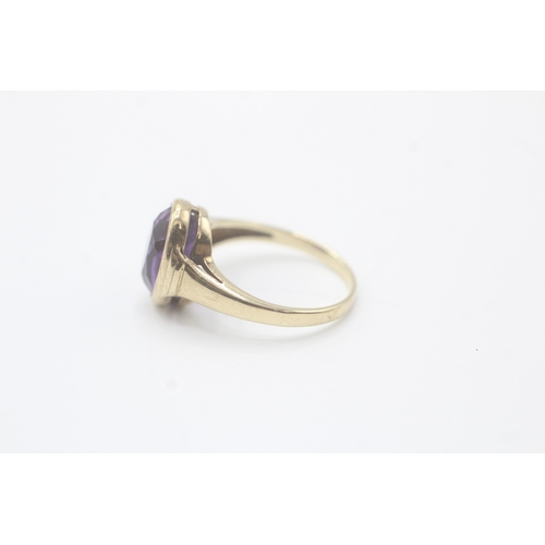 90 - 9ct gold amethyst dress ring (3g) Size N