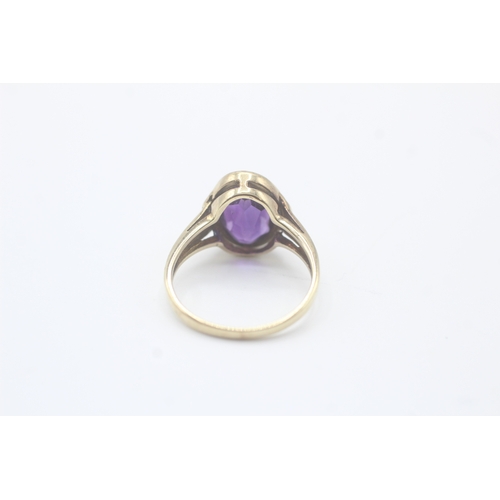 90 - 9ct gold amethyst dress ring (3g) Size N