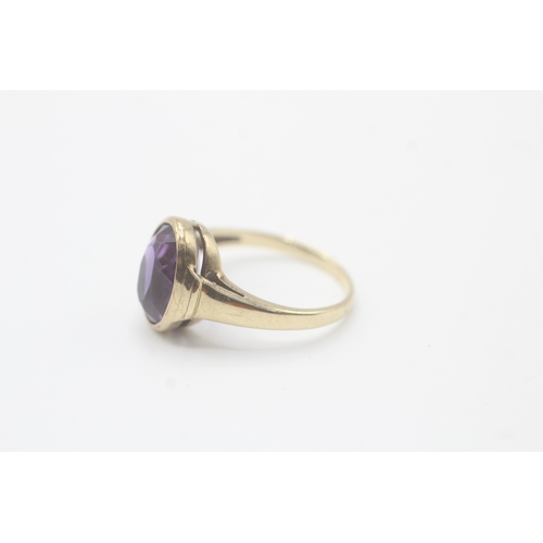 90 - 9ct gold amethyst dress ring (3g) Size N