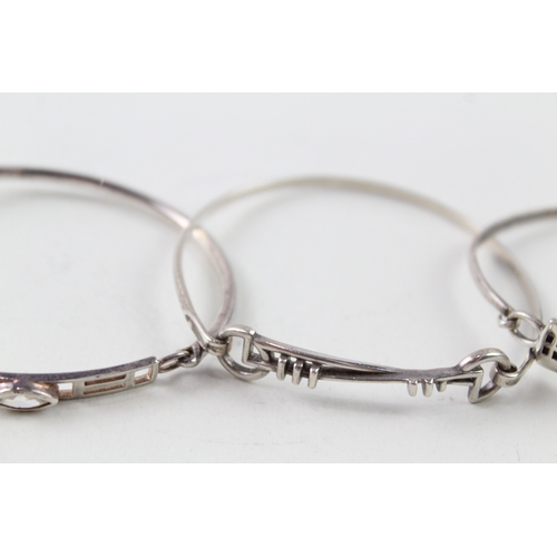 253 - Collection of Sterling Silver Bangles inc. CZ, Celtic Designs x 4 34g