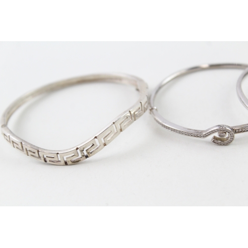 272 - Collection of Sterling Silver Bangles inc. CZ, Greek Key, Torque x 4 41g