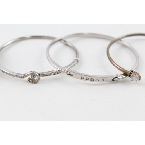 272 - Collection of Sterling Silver Bangles inc. CZ, Greek Key, Torque x 4 41g