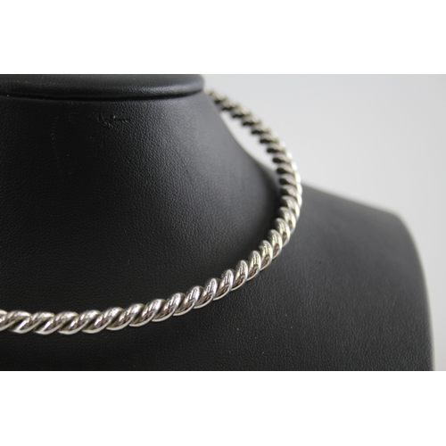 275 - Grosse Silver Tone Torque Collar Necklace w/ Twist Design 44g