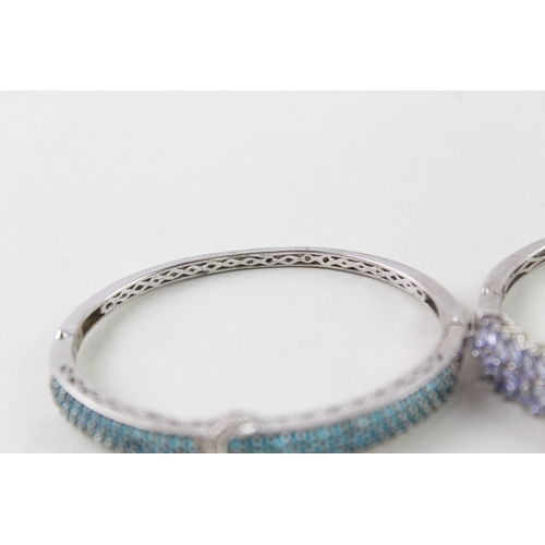 282 - Sterling Silver Bangles Inc. Gemstones, Tanzanite x 2 35g