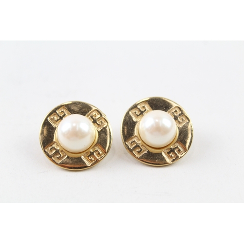 288 - Pair of Givenchy Gold Tone Simulated Pearl Stud Earrings 12g