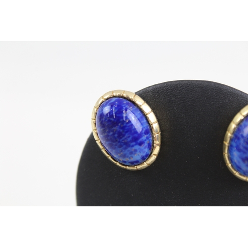 297 - Pair of Vintage Christian Dior Clip On Earrings w/ Simulated Lapis 18g