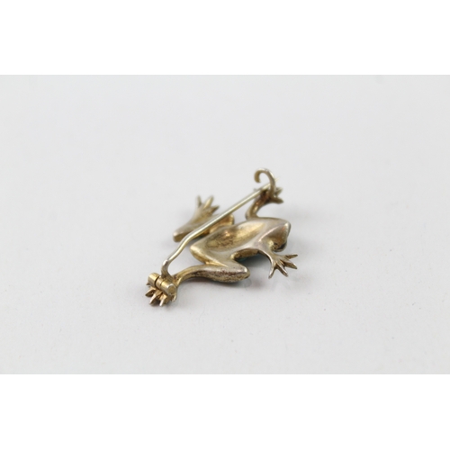 342 - Sterling Silver Frog Brooch Inc. Turquoise 3g