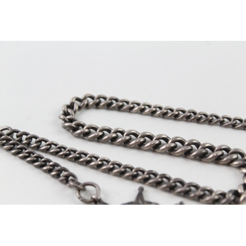 343 - Antique Sterling Silver Watch Chain Inc. Fob, Dog Clip 56g